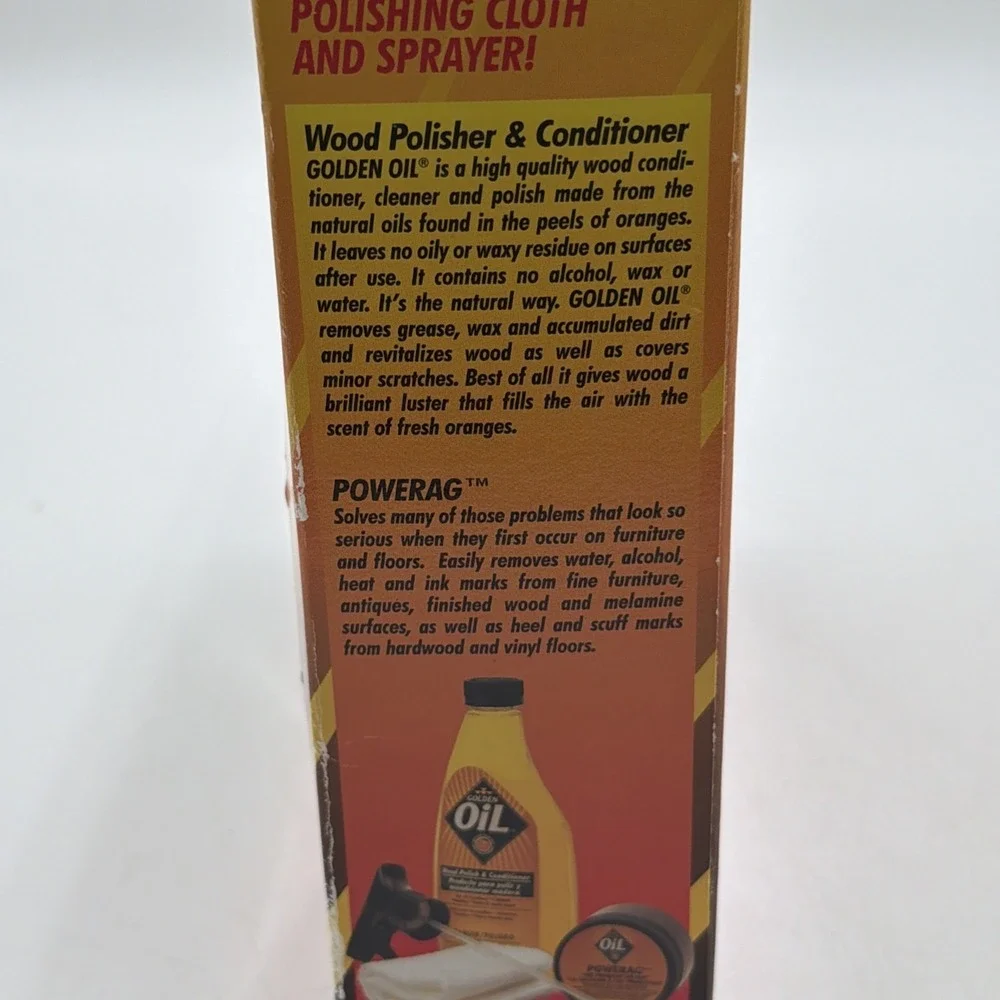 Rare Golden Oil Wood Care Kit Polisher & Conditioner Power Rag As Seen On TV